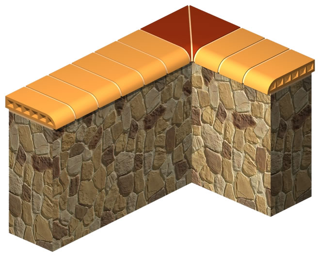 Stone Wall Coping Brick (Inner Corner)